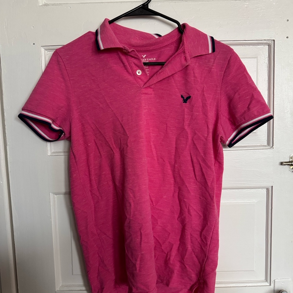 AEO Men's Pink Polo Shirt
